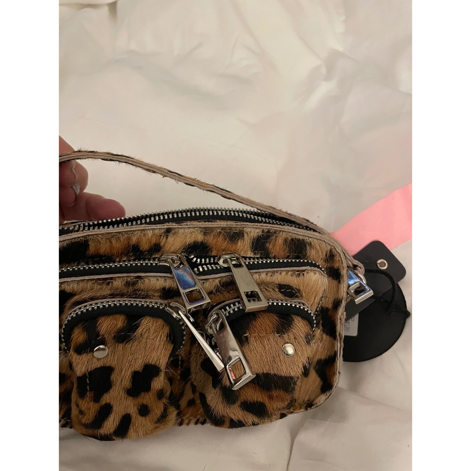 Nunoo Leopard Print Calf Hair Crossbody Bag Silver Tone Hardware Nwt — image 7 of 8